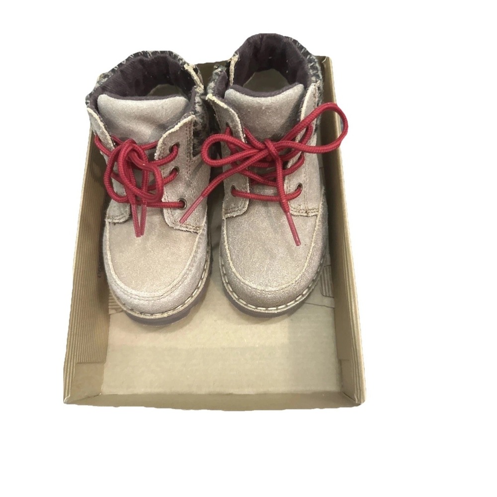 Uggs Australia Toddler Orin Suede Hiking Boots Beige Tan Boys Size 7 Red Laces
